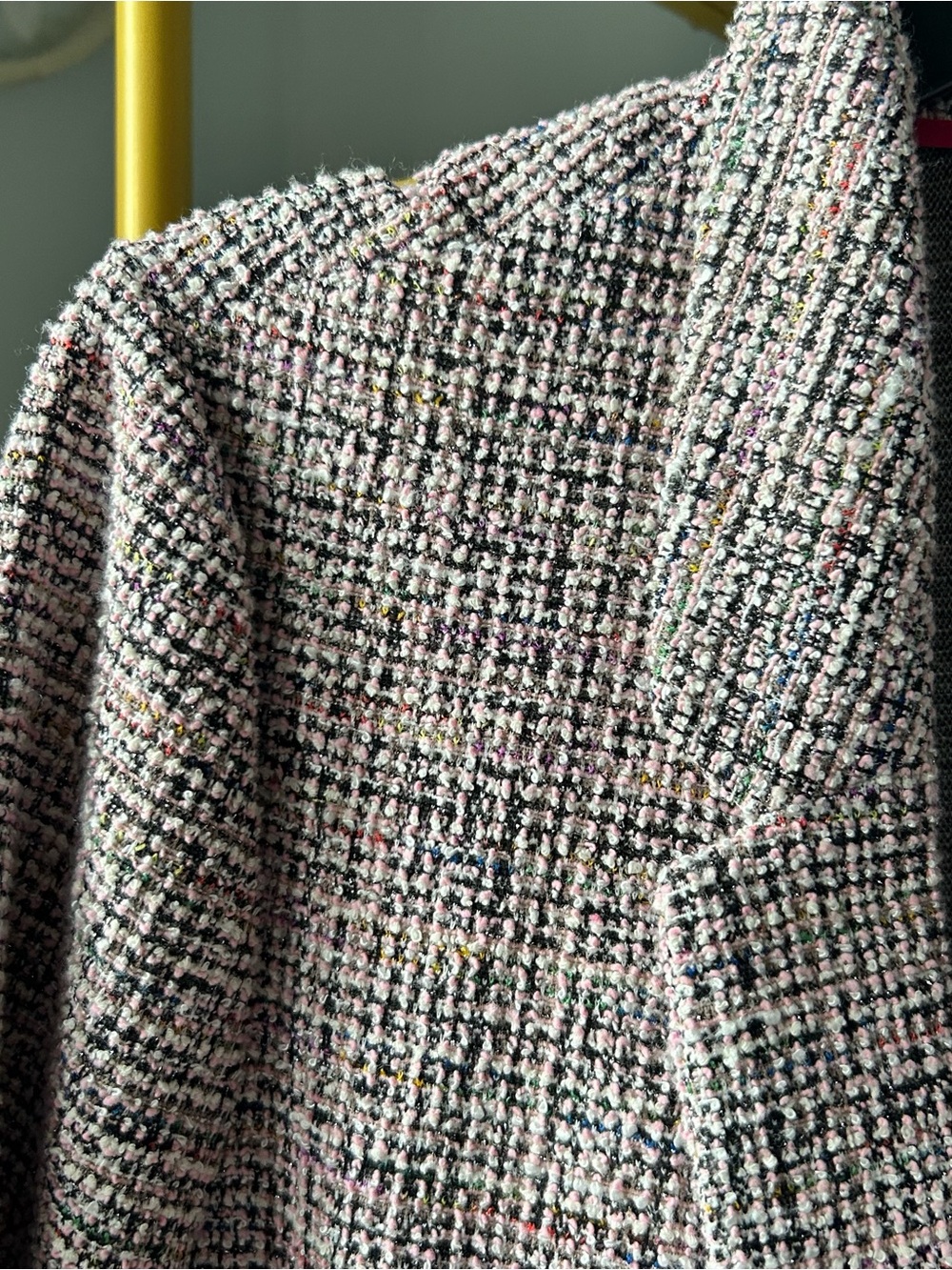 Nanette Leopore Josie Boucle Open-Front Blazer Jacket Pink silver white size S - Picture 7 of 9